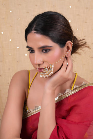 Nose Ring for Festive – White Copper Adjustable by Shlok Jewels