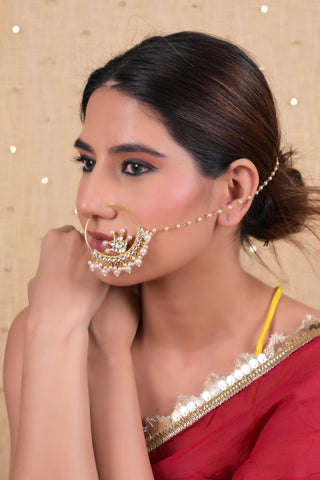 Nose Ring for Festive – White Copper Adjustable by Shlok Jewels