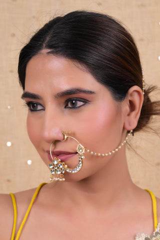 Nose Ring for Festive – White Copper by Shlok Jewels