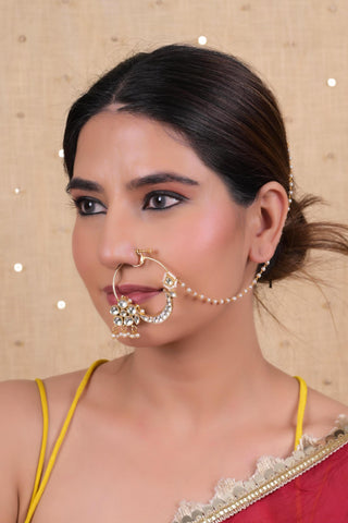 Nose Ring for Festive – White Copper by Shlok Jewels