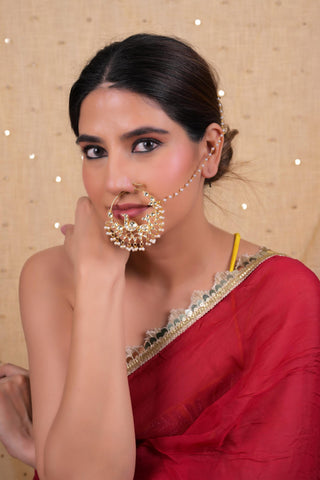 Nose Ring for Festive – White by Shlok Jewels
