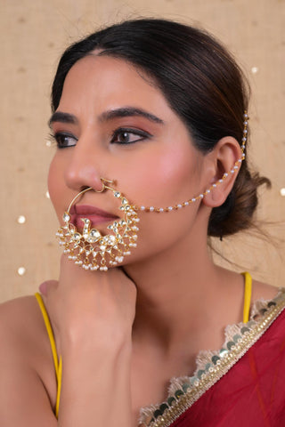 Nose Ring for Festive – White by Shlok Jewels