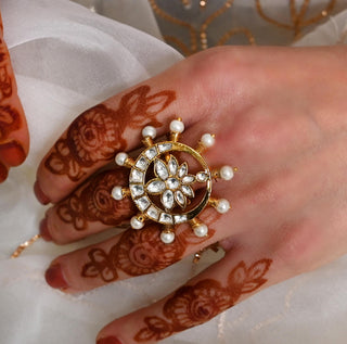 Ring for Festive – White Adjustable by Shlok Jewels