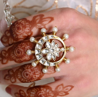 Ring for Festive – White Adjustable by Shlok Jewels