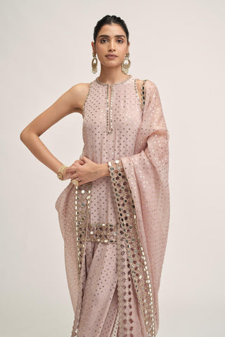 Kurta Set - Indian Wedding - Pink Maharani Cutwork by Vvani by Vani Vats