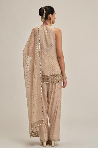 Kurta Set - Indian Wedding - Beige Modern Maharani Cutwork by Vvani by Vani Vats