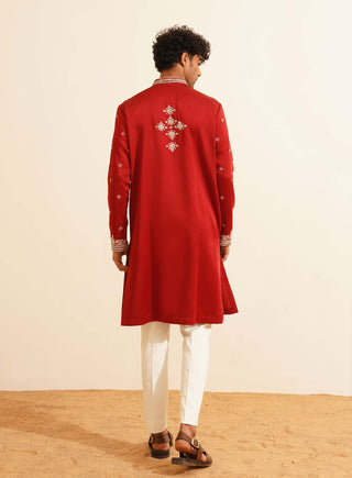 Red kastur kurta and pant