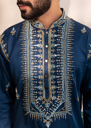 Teal blue arsh kurta