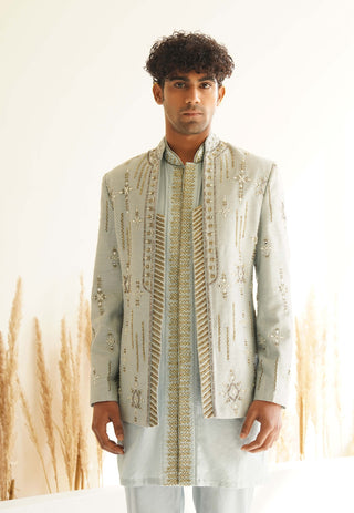 Powder blue tarush indo-western jacket set