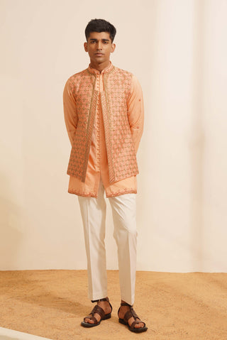 Peach naran indo-western jacket set