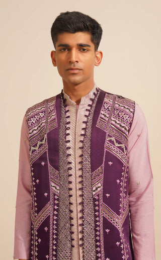 Purple gaurang indo-western jacket set