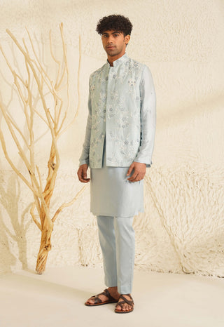 Powder blue neer waistcoat set