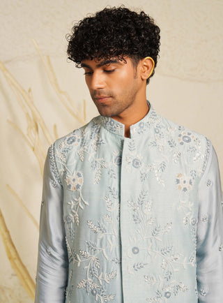 Powder blue neer waistcoat set