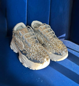 Silver snowflake embroidered sneakers