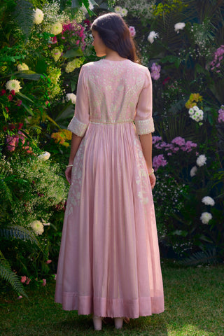 Anarkali Set for Indian Wedding – Whisper Pink Chanderi Brocade by Shyam Narayan Prasad