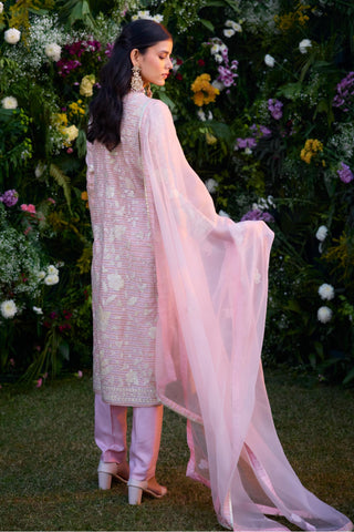 Kurta Set for Contemporary Wear – Light Pink Chanderi by Shyam Narayan Prasad