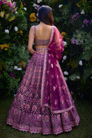 Raspberry purple festive wedding lehenga set