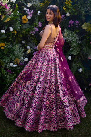 Lehenga Set for Indian Wedding – Raspberry Purple Embroidery by Shyam Narayan Prasad