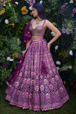 Lehenga Set for Indian Wedding – Raspberry Purple Embroidery by Shyam Narayan Prasad