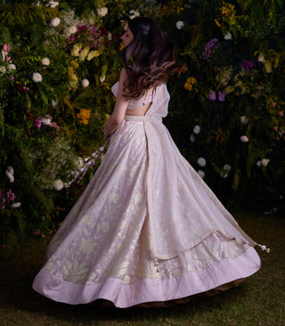 Lehenga Set for Contemporary Wear – Silver Grey Lurex by Shyam Narayan Prasad