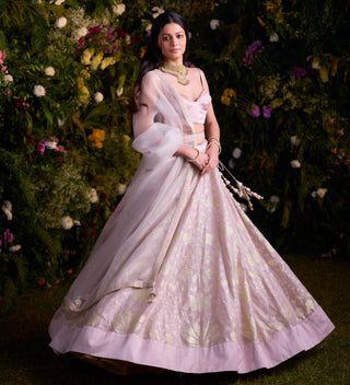 Lehenga Set for Contemporary Wear – Silver Grey Lurex by Shyam Narayan Prasad