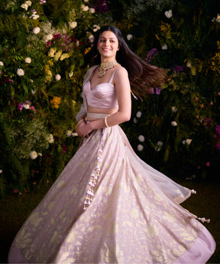 Lehenga Set for Contemporary Wear – Silver Grey Lurex by Shyam Narayan Prasad