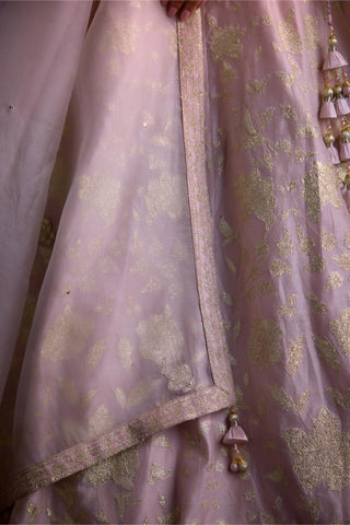 Lehenga Set for Contemporary Wear – Silver Grey Lurex by Shyam Narayan Prasad