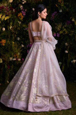 Lehenga Set for Contemporary Wear – Silver Grey Lurex by Shyam Narayan Prasad