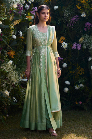 Anarkali Set for Indian Wedding â€“ Mist Green Embroidered by Shyam Narayan Prasad