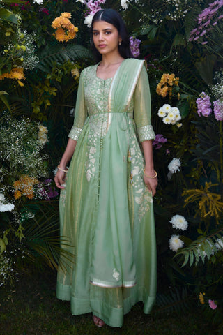 Anarkali Set for Indian Wedding â€“ Mist Green Embroidered by Shyam Narayan Prasad