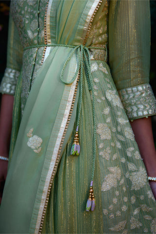 Anarkali Set for Indian Wedding â€“ Mist Green Embroidered by Shyam Narayan Prasad