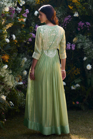 Anarkali Set for Indian Wedding â€“ Mist Green Embroidered by Shyam Narayan Prasad