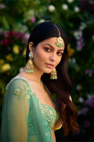 Lehenga Set for Indian Wedding – Vivid Green Zari Dori by Shyam Narayan Prasad