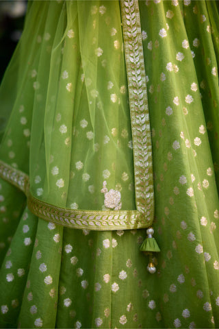 Lehenga Set for Indian Wedding – Irish Green Lurex by Shyam Narayan Prasad