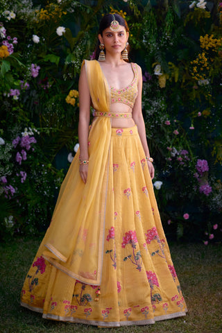 Lehenga Set for Indian Wedding – Spectra Yellow Zardozi by Shyam Narayan Prasad
