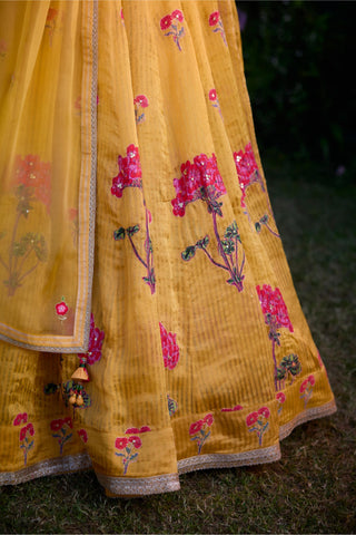 Lehenga Set for Indian Wedding â€“ Spectra Yellow Zardozi by Shyam Narayan Prasad
