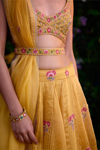 Lehenga Set for Indian Wedding â€“ Spectra Yellow Zardozi by Shyam Narayan Prasad