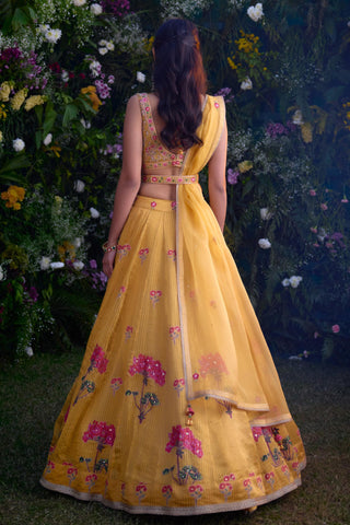 Lehenga Set for Indian Wedding â€“ Spectra Yellow Zardozi by Shyam Narayan Prasad