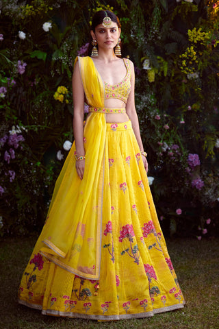 Lehenga Set for Indian Wedding â€“ Spectra Yellow Zardozi by Shyam Narayan Prasad