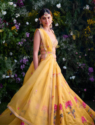 Lehenga Set for Indian Wedding â€“ Spectra Yellow Zardozi by Shyam Narayan Prasad