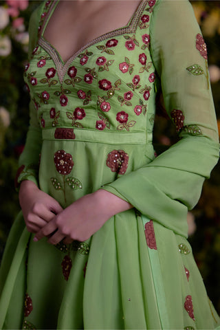 Sharara Set for Indian Wedding â€“ Macaw Green Zardozi by Shyam Narayan Prasad