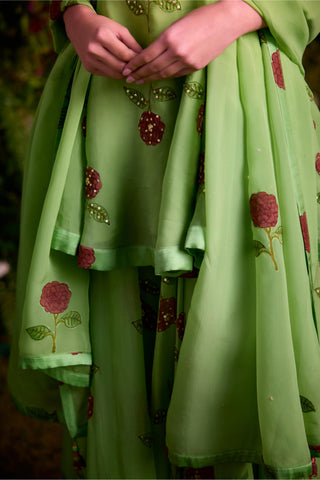 Sharara Set for Indian Wedding â€“ Macaw Green Zardozi by Shyam Narayan Prasad