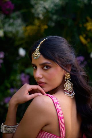 Lehenga Set for Indian Wedding – Fuschia Pink Gota by Shyam Narayan Prasad