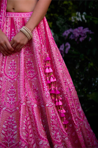 Lehenga Set for Indian Wedding – Fuschia Pink Gota by Shyam Narayan Prasad