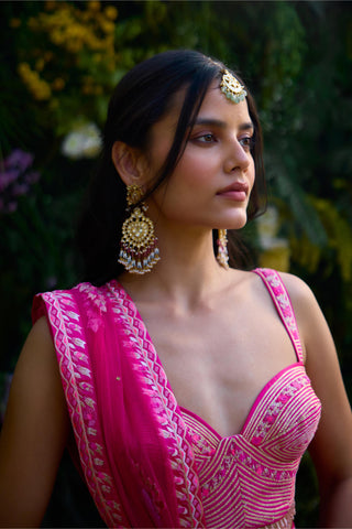 Lehenga Set for Indian Wedding – Fuschia Pink Gota by Shyam Narayan Prasad