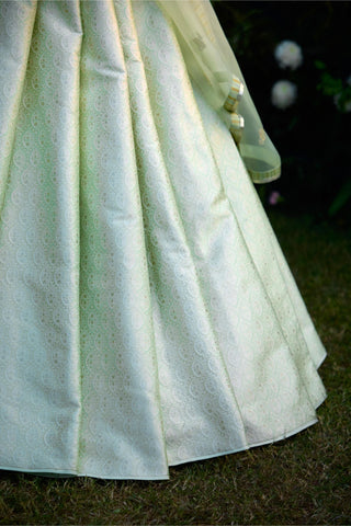 Lehenga Set for Indian Wedding – Meadow Mist Green Brocade by Shyam Narayan Prasad