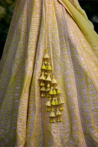 Lehenga Set for Indian Wedding – Sunshine Yellow Gota by Shyam Narayan Prasad