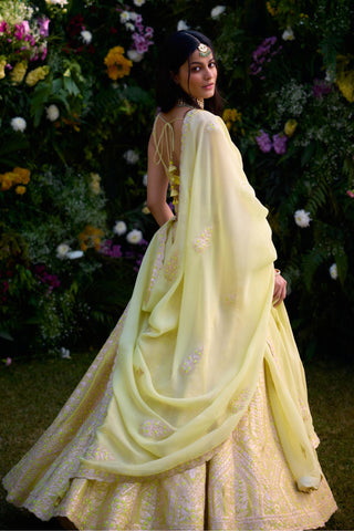 Lehenga Set for Indian Wedding – Sunshine Yellow Gota by Shyam Narayan Prasad