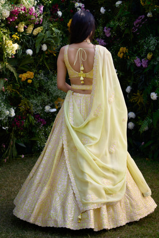 Lehenga Set for Indian Wedding – Sunshine Yellow Gota by Shyam Narayan Prasad