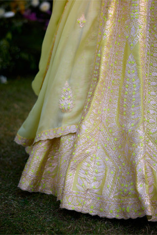 Lehenga Set for Indian Wedding – Sunshine Yellow Gota by Shyam Narayan Prasad